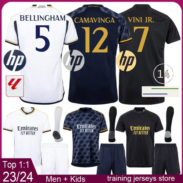 Real Madrid Mens Soccer Jerseys Kids Football Kits 2023 2024 Bellingham Vini Jr Modric Men Football Jersey 23 24 Home Away Third Boys Shirts Kit Camiseta de Futbol