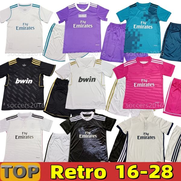Real Madrid Retro Kids Soccer Jerseys KAKA GUTI RONALDO Ramos 11 12 14 15 16 17 18 Benzema Zidane Beckham RAUL Vintage FIGO VIN JR CARLOS SEEDORF kit de chemise de football