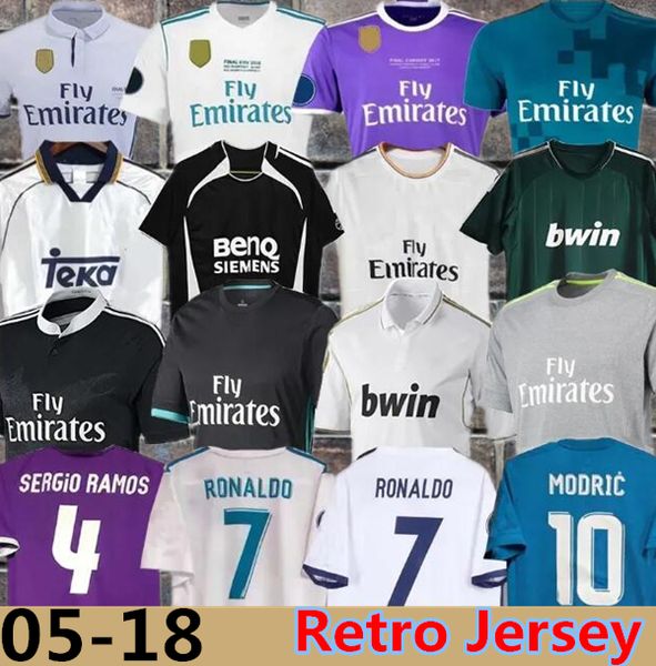 Real Madrids Retro Soccer Jerseys Finals Football Shirt Guti Benzema Seedorf Carlos Ronaldo Kaka 03 04 06 07 11 13 14 15 16 17 18 Zidane Raul Vintage Modric Figo Kits