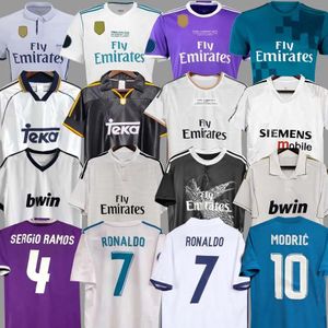 Real Madrids Retro Soccer Jerseys GUTI Ramos 13 14 15 16 17 18 ZIDANE Beckham RAUL 94 95 96 97 98 99 00 01 02 03 04 05 VIN JR CARLOS SEEDORF Hommes Chemises de Football