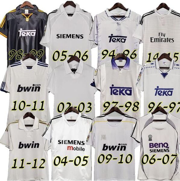 Real Madrids Retro Version Soccer Jersey 2002 03 04 05 06 07 08 09 10 11 12 13 14 15 Raul Hierro Redondo Suker Seedorf Soccer Shirt Football Uniforme Real 94 96 97