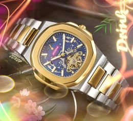 Echte mechanische automatische datum herenhorloges Luxe hol skelet super lichtgevende klok roestvrij staal Populair zakelijk casual horloge Montre de luxe geschenken