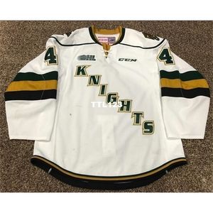 Real Men real Full broderie # 4 OLLI JUOLEVI London Knights Game Issued OHL hockey Jersey ou personnalisé n'importe quel nom ou numéro HOCKEY Jersey