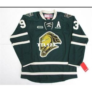 Real Men Real Full Embroidery # 93 Mitch Marner Ohl London Knights Green Premier 7185 Hockey Jersey of Custom Any Name of Number Jersey