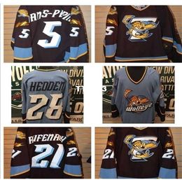 Real Men real Full broderie ECHL 2010-11 Toledo Walleye 28 Mike Hedden 5 Simon Danis Pepin Jersey ou personnalisé n'importe quel nom ou numéro Jersey