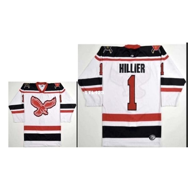 Real Men real Full broderie Personnalisé ECHL Wheeling Nailers # 1 Craig Hillier Hockey Jersey ou personnalisé n'importe quel nom ou numéro Hockey Jersey
