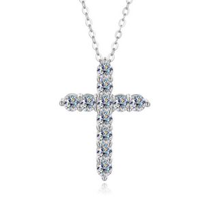 Echte Moissanite Cross Pendant ketting voor vrouwen 925 Sterling zilver 3 mm D kleur diamanten kettingen sprankelende fijne sieraden