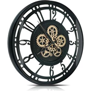 Real Engage Gears Clock Wall - Grande horloge en métal moderne pour décoration de salon - Horloge rustique vintage industrielle pour la décoration de la ferme pour la ferme