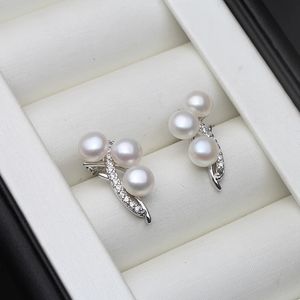 Boucles d'oreilles en perles d'eau douce naturelles pour femmes, en argent Sterling 925, bijoux fins, cadeau d'anniversaire de mariée, 240306
