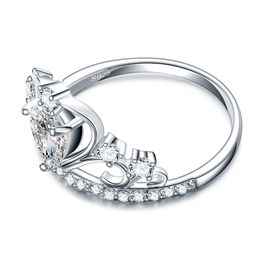 Real Ovale Brilliant Cutt Diamond Wedding Princess Crown Ring Set for Women Girl Engagement Band White Gold rempli Eternité Bijoux Zirconia Taille 6 7 8 9