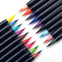 Bolígrafos reales, 20/24/48 colores, marcadores de acuarela con puntas de cepillo de nylon flexibles, suministros de arte para ilustraciones caligrafía