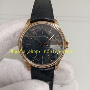 Reloj automático para hombre con foto real para hombre, 39 mm, esfera guilloché negra, pulsera de cuero Everose de oro rosa de 18 quilates, 50515 GMF Cal.3165, relojes mecánicos con movimiento