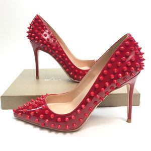 Casual Designer sexy lady Mode Femmes chaussures en cuir verni rouge bout pointu talons hauts 12cm 10cm 8cm escarpins