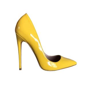 vraie photo haute qualité femme jaune en cuir verni bout pointu talons aiguilles femme jaune talon stiletto chaussures