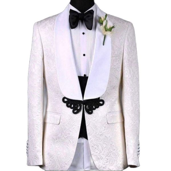 Real Photo Ivory Paisley Groom Tuxedos Vestido de noche para hombre guapo Toast Suit Party Blazer Ropa (Chaqueta + Pantalones + Chaleco + Corbata) NO: 089