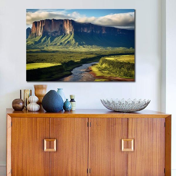 Foto Real del paisaje del Monte Roraima en Venezuela, lienzo de paisaje, pintura impresa para decoración de pared de habitación y oficina