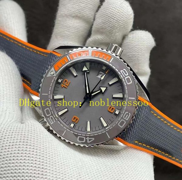 Relojes de fotos reales para hombres Dial gris Bisel de cerámica 600M 43,5 mm Banda de goma Cal.8900 Movimiento automático OM Factory Reloj deportivo Relojes de pulsera mecánicos
