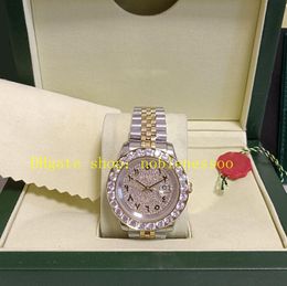 Real Photo with Box Papers Mens Diamond Watches Men 43 mm Automatic Yellow Gold Arabic Roman Dal