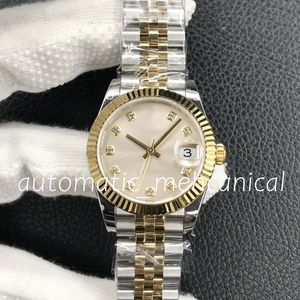 Photo réelle montre femme 31mm datejust blanc perle cadran verre saphir jubilé en acier inoxydable bracelet bicolore certificat de boîte d'origine Eta montres de luxe