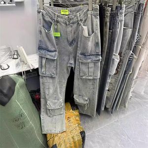 Echte foto's 23Colors Hip Hop Baggy Jeans Pants voor mannen Casual Cargos oversized denim broek