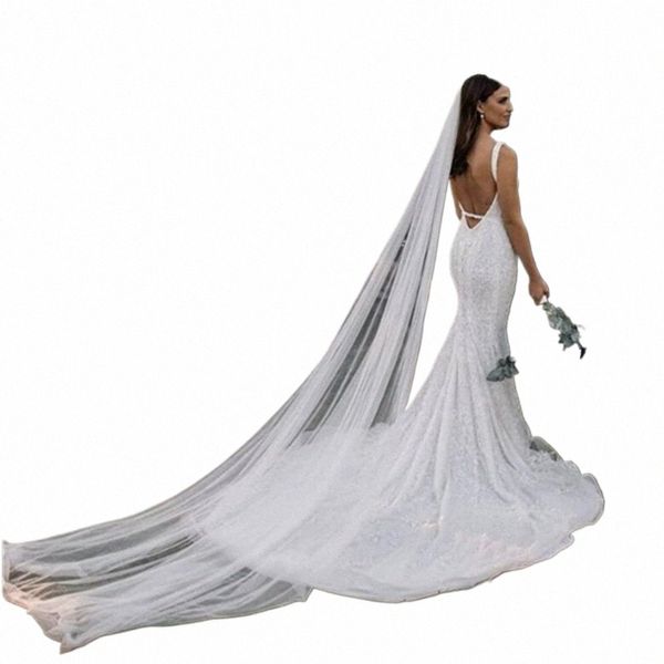 Fotos reales LG 3M Catedral Bridal Velo blanco Tulle de boda de marfil blanca con peinador para el cabello Banquete de matrimonio n9ra#