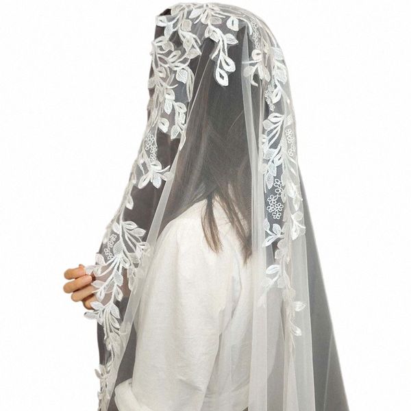 Velles photos Mantilla Veil de mariage avec dentelle de peigne cachée uniquement Top 3 mètres lg Veil Bridal Veil Veil Marding Acles W4BK # #