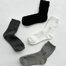 Vraies photos Nouvelles hommes femmes noir blanc chaussettes chaudes automne