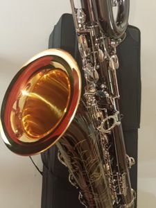 De vraies photos Saxophone baryton professionnel cloche dorée Eb noir Nickel argent clés Instrument de musique avec étui embout gratuit