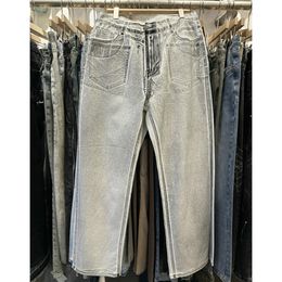 Jeans longs décontractés pour hommes, pantalon en Denim droit, bleu, nouvelles photos réelles, 2024