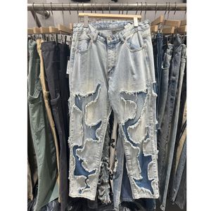 Jeans en détresse pour hommes, pantalon bleu à la mode, style Hip-hop, trou de rue, Denim, photos réelles