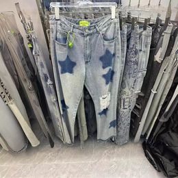 Fotos reales de hip hop pantalones holgados de jeans para hombres cargas casuales pantalones de mezclilla