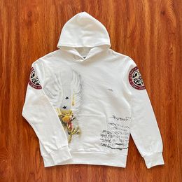 Sudaderas con capucha blancas de fotos reales, Sudadera con capucha holgada con estampado de letras para hombre, ropa informal estilo Hip Hop, jerséis con capucha