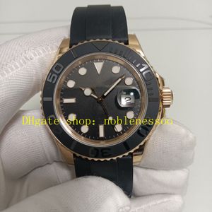 Real Picture 904L Steel Everose Watches Mens 40 mm Noir Noir 18K Gold Rose 126655 Bracelet en caoutchouc Oysterflex 116655 EWF EW Factory Cal.3235 Mouvement Automatique montre