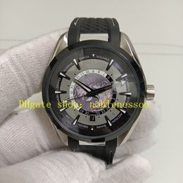 Real Picture Automatic Watch Mens 150m Auto Grey Dial Date Date Rubber Bracelet Transparent 8500 Mouvement mécanique Montre de bracelets Sport Montres