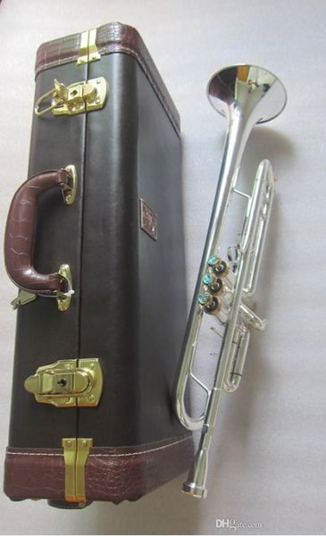 Image réelle corne en laiton USA trompette Stradivarius Bb LT197S-99 plaqué argent plat B Instruments de musique corne professionnelle Trompete
