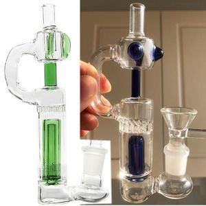 Image réelle coloré Mini poignée pipe en verre pipe à fumer cuillère barboteur hybride anti-déversement fumer bong livraison gratuite 14mm