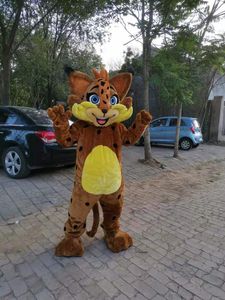 Echte foto Germain Le Lynx Mascotte Kostuum Fancy Outfit Cartoon karakter feestjurk