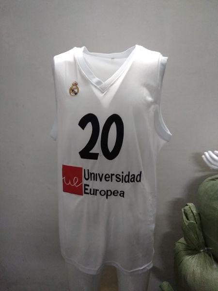 Imagen real Jaycee Carroll #20 camiseta de baloncesto Madrid Baloncesto Euroliga Retro para hombre cosido personalizado cualquier número nombre camisetas