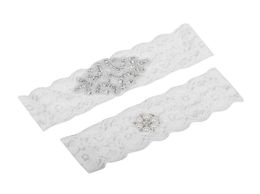 Echte foto parels kristallen bruids kousenbanden voor bruid kanten bruiloft Garden handgemaakte witte ivoor goedkope bruiloft been kousenbanden in voorraad1670311