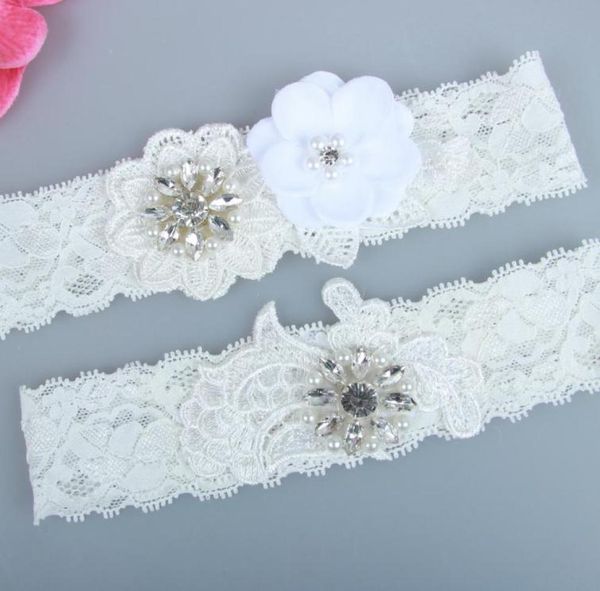 Image réelle perles cristaux jarretières de mariée pour mariée jarretières de mariage en dentelle fleurs faites à la main jarretières de jambe de mariage pas cher en Stock3988745