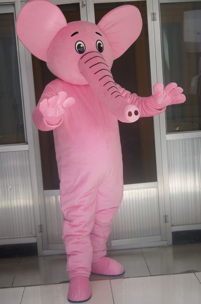Disfraz de mascota de elefante rosa con imagen Real vestido de lujo para fiesta de Carnaval de Halloween personalización de soporte