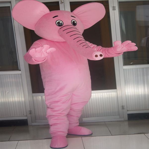 Costume de mascotte d'éléphant rose, image réelle, déguisement pour Halloween, fête de carnaval, support personnalisé 251H