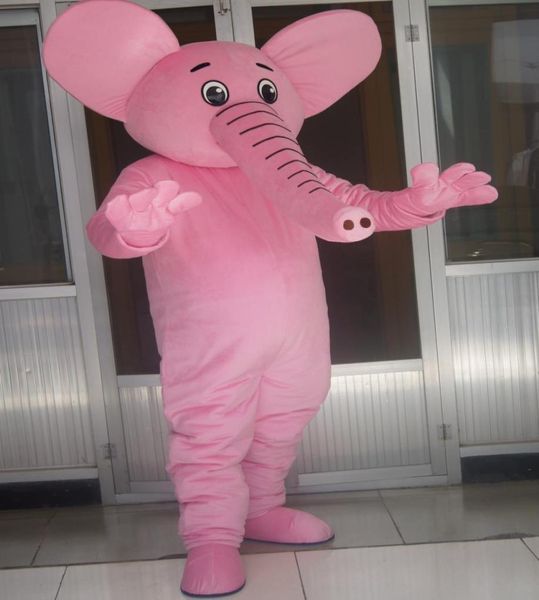 Imagen real de disfraces de la mascota de elefante rosa para la personalización de soporte de fiestas de carnaval de Halloween1168876