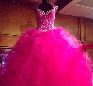 Real Picture Pink Masquerade Quinceanera Robes 2016 Vestidos de 15 Anos Crystal Beded Sweet 16 Prom Birthday Party Gowns6898999