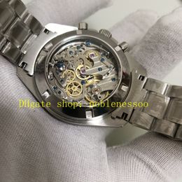 Réelle image transparente arrière montre des hommes noirs cadran professionnel bracelet en acier inoxydable om usine 3861 mouvement omf chronographe manuel montres mécaniques