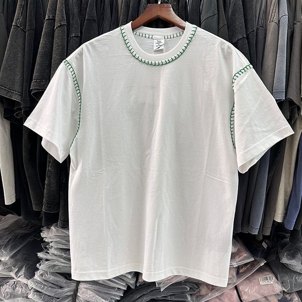 T-Shirts délavés à manches courtes pour hommes et femmes, Vintage, en coton, avec images réelles, été 2024