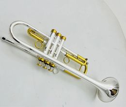 Echte foto's Bb Tune Trompet Sliver Plated Messing Professioneel koperen instrument met kofferaccessoires Gratis verzending