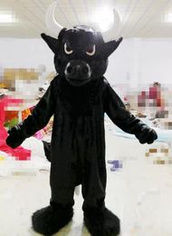Echte foto's Deluxe Zwart Bison Mascotte Kostuums Halloween Fancy Party Jurk Cartoon Character Carnaval Xmas