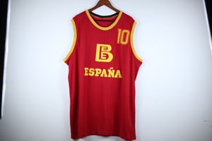 FOTOS REALES Fernando Martin # 10 Equipo España Espana baloncesto Rojo Retro Baloncesto Jersey Hombres Cosido Personalizado Cualquier Número Nombre Jerseys