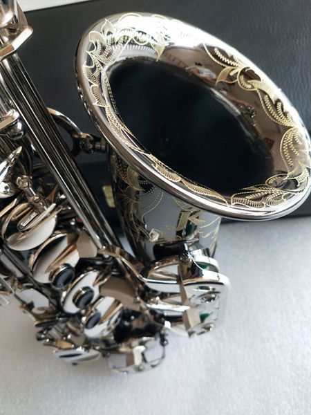 Imágenes reales Alemania JK SX90R Keilwerth Saxofón Alto Negro Níquel Aleación de plata Alto Sax Latón Instrumento musical con estuche Boquilla Grado profesional